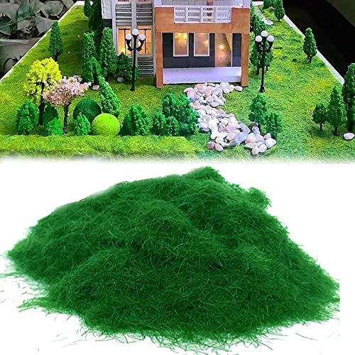 Modellbau Gras, 250g 5mm Modellbau Zubehör Modellbau Landschaft Modelleisenbahn Kunstmoos zum Dekorieren Streugras Wiese Statische Gras Herde Wald Landschaft Gelände Eisenbahn Gartenbahn Mittelgrün