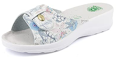 JOMIX Ciabatte Donna Estive Ortopediche Zeppa Comode con Strappo Regolabile Made in Italy Pantofole ergonomica Casa e Passeggio ITD1463 Celeste 36