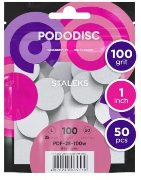 Pads Nagelfeile für Pediküre Disc Weiß Nachfüllfeile Pododisc Staleks Pro L 100 Körnung Box (50 Stück) Pediküre Fuß Spa