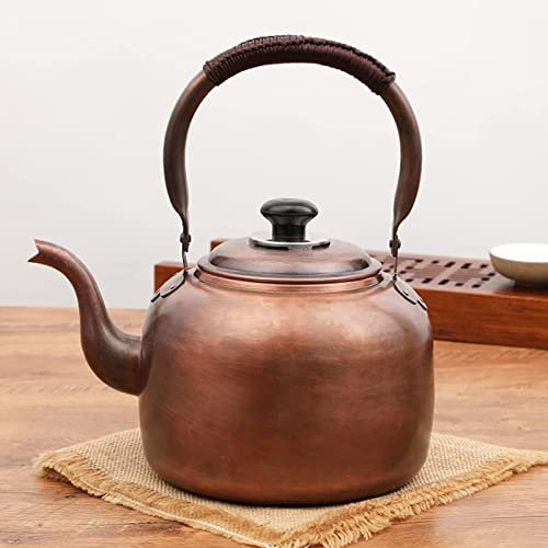 ATAAY Kupfer-Teekesselpfeife, Pfeifen-Teekessel für Herdplatte, tragbarer Teekessel, mit ergonomischem Griff, für Gas, Induktion, Herdplatten (3L/5L)