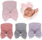 Obelunrp Neugeborene Hüte, 4pcs Soft Babies Hospital Hüte mit großem Bogen, niedliche Kindergarten Mützen für 0-3 Monate Kindermädchen