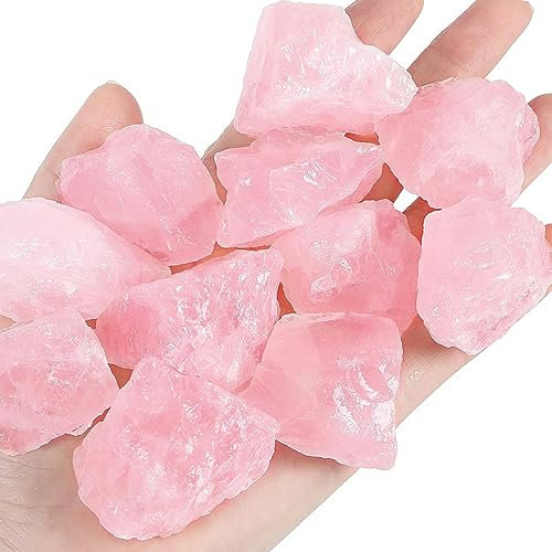 XIANNVXI Rose Quartz Crystals Large Natural Raw Rose Quartz Crystal Rocks Rough Stones 1 Bulk Reiki Healing Gemstones Tumbling Cabbing Fountain Rocks 0.45lb