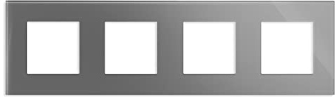LUXUS-TIME Nur Rahmen Glas Wandblenden Lichtschalter Blenden Schalterleisten für Touchschalter, Lichtschalter, Steckdosen, Unterputz Dosen Glasrahmen in Grau, Weiß, Schwarz (4-Fach, Grau-Glas)