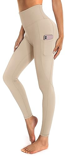 OUGES Damen Sport Leggings High Waist Leggins Yogahose Blickdichte Sporthose mit Taschen