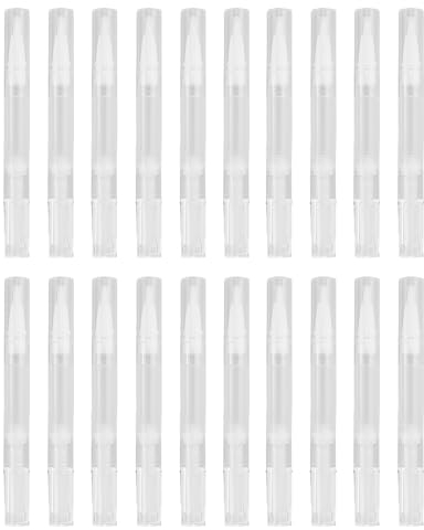 20pcs Transparent Screw Pens, 3ml Nail Oil Pen with Brush Tip, Empty Cuticle Oil Pen Cosmetic Container Applicators for Refillable Lip gloss, Nail Polish, Eyelash Growth Liquid Tube etc