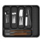 Cutlery Drawer Organiser, Extendable Kitchen Drawer Organiser Storage Trays, Compact Plastic Cutlery Tray for Knives, Forks and Spoons, Large (Black)