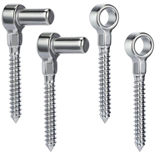 Zonon 2 Pair One Piece Gate Hinge Set, Eye Hinge and Pin Hinge, Screw Hinges to Mount, 304 Stainless Steel Wood Bolt Hinge Fence Gate Hardware for Wooden Gates Fences, Silver