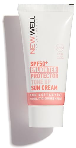 NEWWELL Aufhellende Sonnencreme LSF 50+, Sonnenschutz 50ml mit Blaulicht- und UV-Schutz, Hautton Ausgleichend, Feuchtigkeitsspendend mit Aloe Vera, Schnell Einziehend,