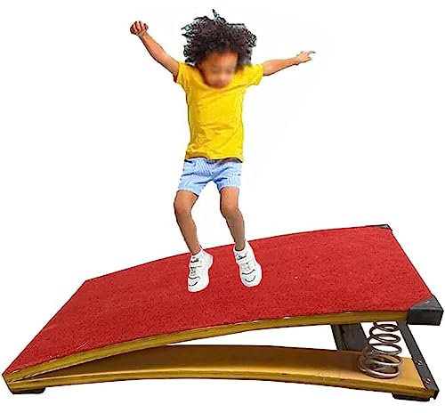 FUYAO Hartholz Gymnastik Sprungbrett mit Crash Mats, Pro Gebogene Sprungbrett langlebig Kunst Sprungbrett für Sportverein, Kampfsport, Erwachsene/Jugendliche/Kind