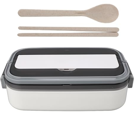 Wifehelper Bento Box Fiambrera para Adultos Caja Bento de Acero Inoxidable 304 de una Sola Capa Caja Bento Dividida Portátil Cintainer de Alimentos para Microondas para Trabajadores (WHITE)