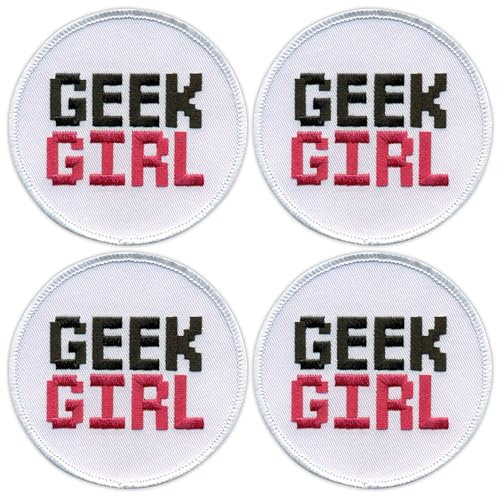 4er-Set – Geek Girl – Aufnäher – bestickter Aufnäher / Abzeichen / Emblem