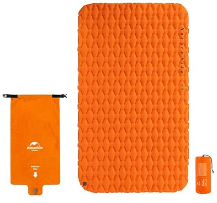 Ultraleichte aufblasbare Schlafmatte Selbst aufblasbare Luftmatratze Cot 6.5cm Dicke Camping Matratze mit aufblasbarer Tasche für Camping Wandern Reise Zelt im Freien, Orange