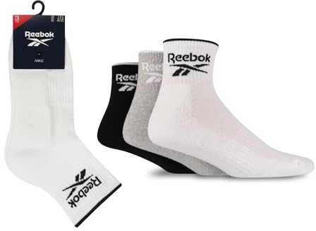 Reebok Chaussettes Cheville Homme Femme - Confortables, Coton Respirant, Pour Marche, Sport Fitness, Usage Quotidien, Lavables, Coupe Basse, Lot de 3 Paires
