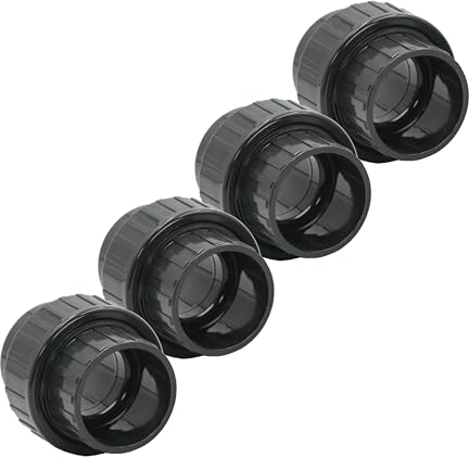 HAF® 4X PVC Fittings Verschraubung mit 2X 50mm Klebemuffen | Adapter aus grauem PVC-U für Rohranschlüsse, Poolverrohrungen und vieles mehr...Qualität: Made in Europe, Menge: 4 Stück