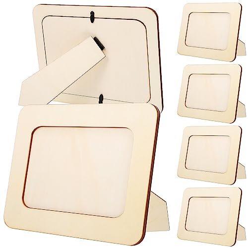 Kichvoe Diy Holzbilderrahmen 6 Stück Unvollendete Holzfotorahmen 7. 4X5. 4-Zoll-Fotorahmen Zum Aufstellen Für Bastelarbeiten Holzmalerei Kunstprojekte Muttertag Hochzeit Geburtstag