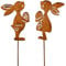 dio only for you 2er Set Blumenstecker Hasenpaar mit Osterei | Hase Osterhase Gartenstecker | 10x35 cm