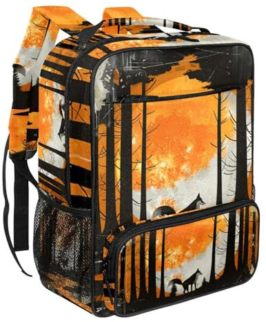 WOSHJIUK Reiserucksack für Damen,Rucksack für Herren,Waldvollmondfuchs,Rucksack