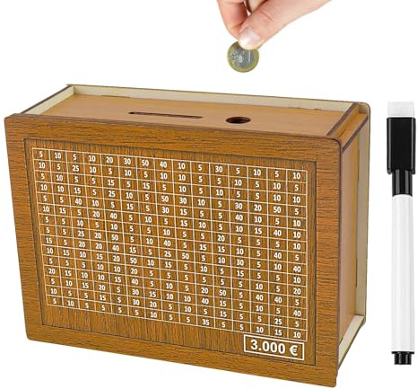 KokoroKassa® Japanische Holz Spardose | Ziel 3000 € | Für Kinder & Erwachsene | Mit Stift | Spielerische und lustige Herausforderung | Einfache Montage | Sparen | OriginalCorner®