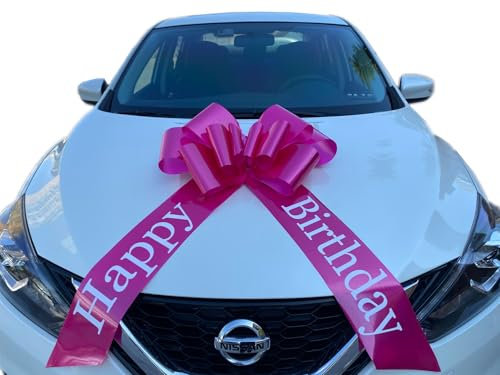 Chexin Riesige Große Rosa Schleife für Auto Geburtstag,Happy Birthday,Geschenkschleife Große - XXL 58.4 cm, und Schleife mit 185 cm Bänder, Riesige Autoschleife, Große Masche, Car Bow für Fahrrad