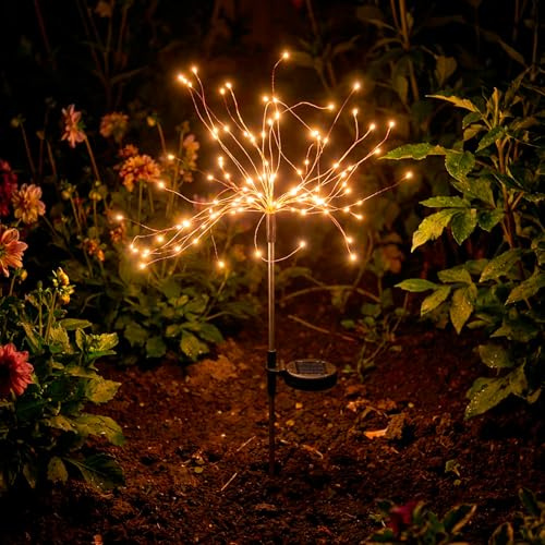 Lumiled Solarleuchte mit Erdspieß Pusteblume Warmweiß 3000K IP44 Solar Gartenleuchte 90 cm für außen Garten Feuerwerk Solarlampe Wegbeleuchtung Bodenleuchte