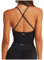 Danysu Sport BH Damen Ohne Bügel Top Crossback Abnehmbaren Gepolstert Nahtlose Sport Oberteile Bra Fitness Yoga U-Boot-Ausschnitt Schwarz L