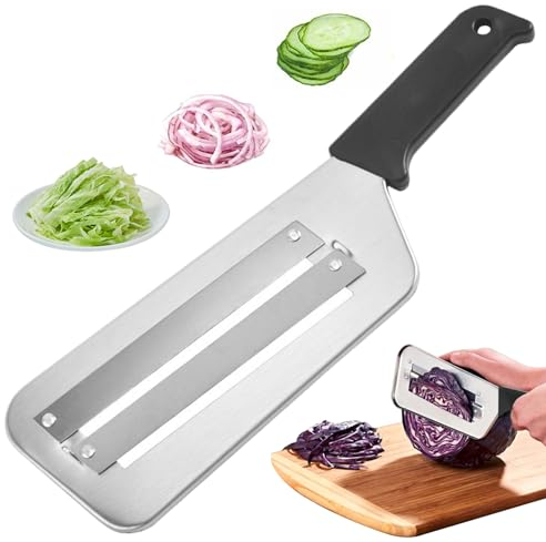 Kohlschnitzel Shredder, Kohl Shredder Edelstahl Klingenschild Shredder Skidsicheres Kohlschnitzel Doppelschichtkohl für Gemüse und Obst schwarz, Kohlschreiber