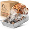 Dampfly - Dampfschüssel Lavastein-Backofen-Set: Perfektes Brot backen mit Wasserdampf – Knuspriges Brot & Gebäck wie vom profi Bäcker im Design Silber quadratische Dampfschüssel