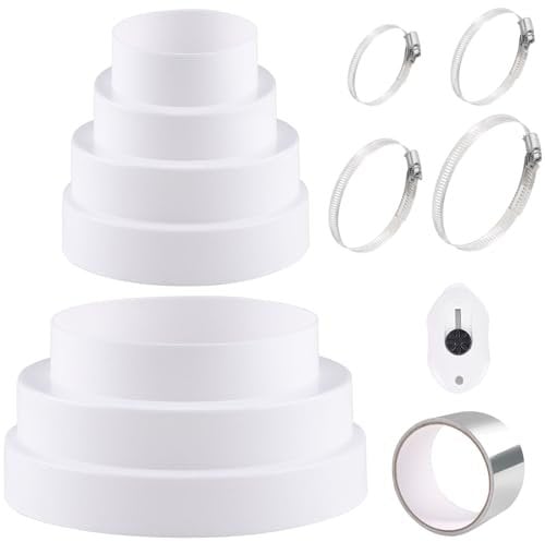 Universal Reduzierverbinder Ø80-150mm Reduzierstück Ø 80 100 110 120 130 150 mm mit Edelstahl Schlauchschellen Aluminiumfolienband ABS Reduzierstück für Lüftungssystem Lüftung Rundrohr Ventilation