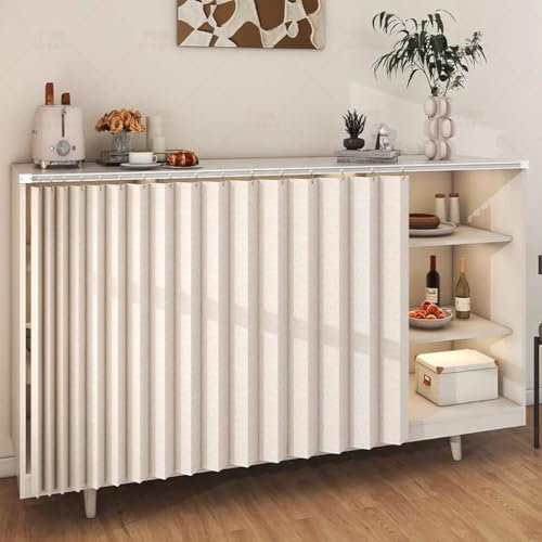 Cortinas De Armario Cortinas De Cocina Cortas Cortinas De Armario Antipolvo Cortinas De Baño Impermeables Cortinas Multifuncionales con Rieles Deslizantes(Size:W:70 x H:80cm,Color:Avena)