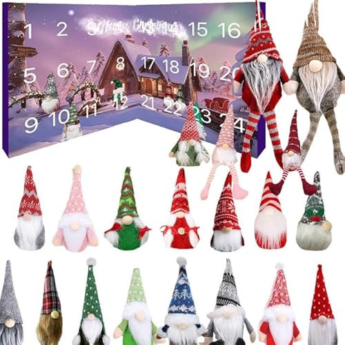 Wichtel Adventskalender 2025, Einzigartiger Adventskalender mit 24 Zwerg Plüschtiere, Weihnachtsferien Adventskalender, Weihnachtsdekorationen Geschenke für Kinder Jungen Erwachsene Männer