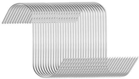 sourcing map 30 ganci da carne da 3 mm, in acciaio inox, gancio per affumicare, macellaio, lavorazione della carne, ganci per affumicare, grigliare, manzo, costolette, barbecue