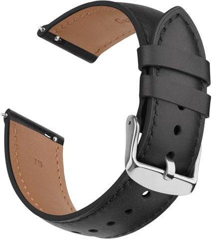 Wanme Cuir Bracelet Compatible avec Garmin Venu 2S/Venu 3S/Vivomove 3S / Vivoactive 4S Femme, 18mm Bracelet de Remplacement pour Garmin Forerunner 265S / Forerunner 255S (Noir, 18mm)