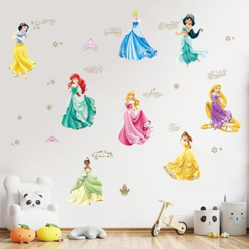 FYDZBSL Cartoon Prinzessin Wandaufkleber Kinderzimmer Wandsticker Abnehmbar Kinder Wohnzimmer Dekor Wandsticker Schlafzimmer Geeignet für Erwachsene und Kinder-30 * 90CM