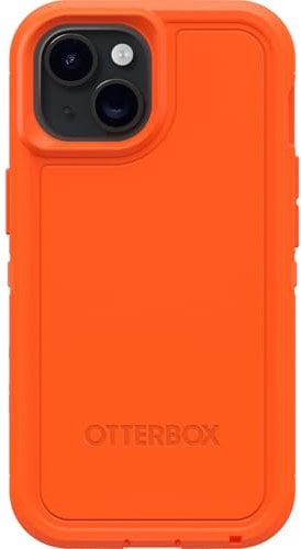 OtterBox iPhone 16e, 15, 14, & 13 Defender Series XT Case - High Visibility (Orange), screenless, rugged, snaps to MagSafe, lanyard attachment (ships in polybag)