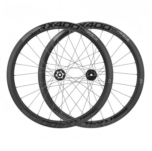 Set di Ruote in Fibra di Carbonio Con Freno a Disco Per Bici da Corsa, Sgancio Rapido/Perno Passante Mozzo Supporto Freno a Disco a 6 Pin Base: 8/9/10/11/12 Velocità Thru axle,45MM