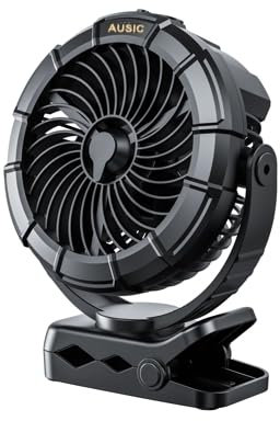 dovecina Ventilador portátil con clip, rotación de 360°, funciona con pilas, mini ventilador de escritorio personal silencioso de 3 velocidades, ventilador de escritorio personal recargable por USB