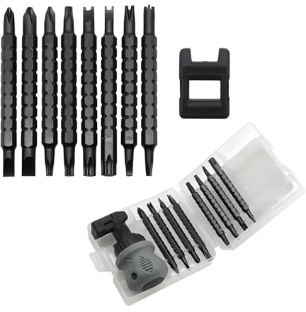 Set di cacciaviti di precisione 18 in 1 con punta magnetica, magnetizzatore e custodia, ideale per elettronica, occhiali, telefoni cellulari, computer portatili e fai da te.