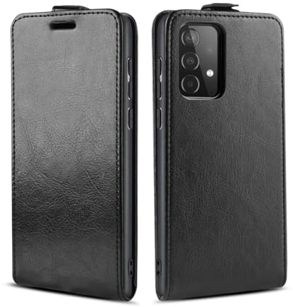LBH Handy Hülle für Samsung Galaxy A53 5G mit Kartenfach Vertical Flip Magnet Cover Case Flip Klapphülle Magnetverschluss Schwarz