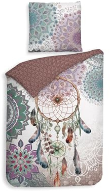 Zo!Home Bettwäsche »Renforcé« 100% Baumwolle | Reißverschluss | 135x200 & 80x80 | Traumfänger mit Mandalas | türkis, rot