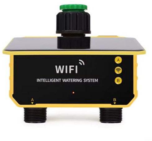 Gettimore Solar Irrigation Timer - Smart WiFi Water Sprinkler Timer Programmable Automatic Irrigation System for Garden Lawn(2 Outlets)