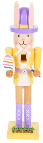 BUGUUYO Figuren Aus Holz Dekorativer Osterhase Holzknacker Für Ostern Sammlerstück Handbemalt Tischdeko Für Party Und Feiertage