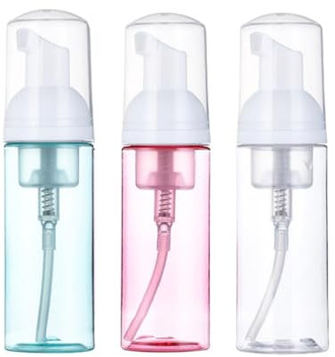 3 Pcs Foam Pump Bottle，Travel Foaming Pump Bottles Small Size Mousse Foam Soap Dispenser for Face Wash Lash Shampoo Skin Care 60 ml