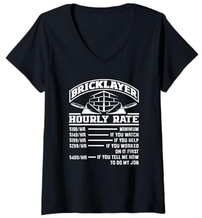 Damen Maurer Stundensatz Mindestauftrag Uhr Hilfe Job T-Shirt mit V-Ausschnitt
