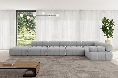ALTDECOR Modulares Sofa Ecksofa in L-Form Corner modular Sofa Eckcouch Couch Wohnlandschaft Cauchsofa Polstersofa Felto-L3-475x190x70 cm Hellgrau
