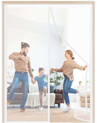 Zanzariera Magnetica Porta Finestra Bianco 110x290cm Tenda Calamita Zanzariere Protezione Dagli Insetti Facile Installazione Adesiva Senza Forare per Porta Scorrevoli Garage Balcone Cantine