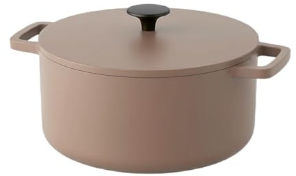 Cook & Pan - Taupe of Mind Cocotte en fonte 28 cm - 6,5 litres- Induction - Sans PFAS- Revêtement Antiadhésif en Céramique- Fonte- Noir