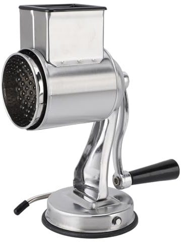 Keenso Manueller Käsereiben-Zerkleinerer aus Edelstahl, Langlebige Handkurbel-Küchenmühle für Gemüse, Nüsse, Kartoffeln für Effizientes Kochen (SILVER)
