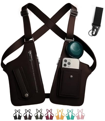 Unterarmtasche Herren, remium Leder Verstellbare Unterarm Schultertasche Für Männer Und Frauen, Leder Unterarm Schultertasche Männer, Achseln Weste Tasche Anti Diebstahl Versteckte Lagerung(Brown)