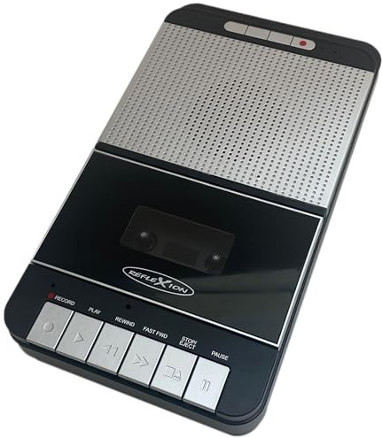 Reflexion CCR8018 Retro Kassettenrecorder mit USB-MP3 Aufnahme | Tragbar mit Mikrofon, Lautsprecher, AUX-IN, Kopfhörerausgang | Netz- & Batteriebetrieb | One-Touch Aufnahme & Autostopp