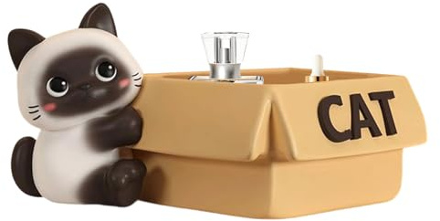 Penlimly Cat Candy Dish | Cat Statue with Storage Tray - Resin Key Holder Bowl - for Candy Trinket Entryway Table Home Living Room Bedroom